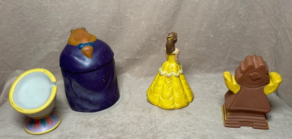 Vintage 1992 Pizza Hut (4) Beauty and the Beast Vinyl Hand Puppets