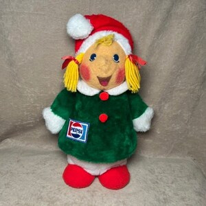 Vintage 1970s Pepsi-Cola Animal Fair Christmas Promotional Female/Girl Elf Plush Toy Doll