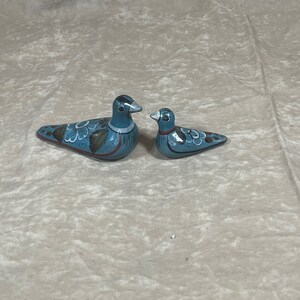 Vintage 1980s Clay Hand painted Birds (Pair)