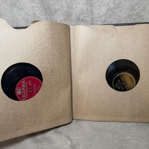 Vintage 1930s-1950s 78 Shellac (12) Music Record Collection (2) with Storage Binder Gramophone *See List*