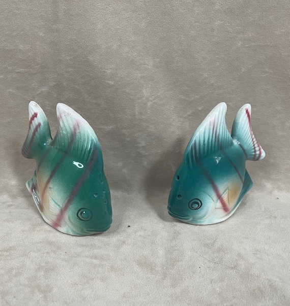 Vintage 1960s Made in Japan Ceramic Hand Painted Tropical Fish