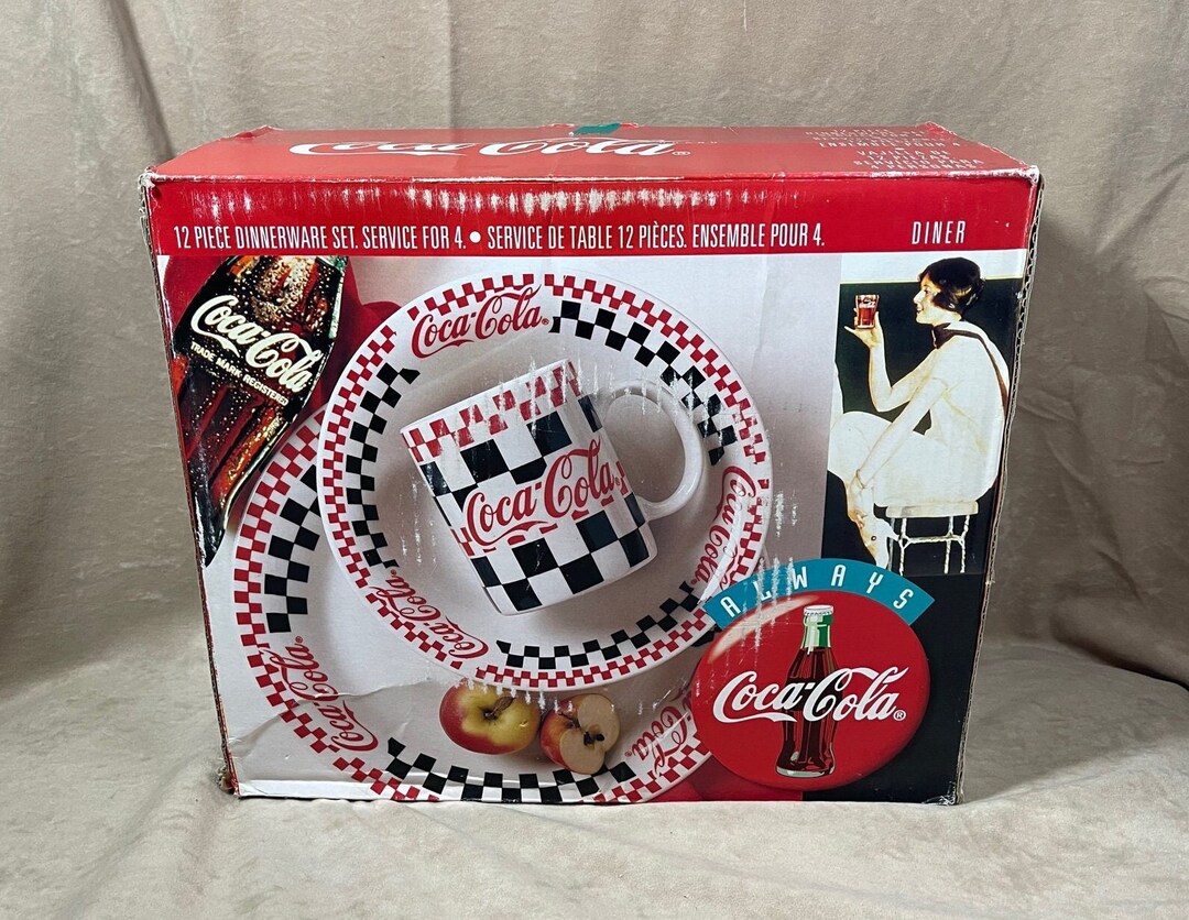 Vintage 1996 Gibson Cocacola Coke Diner Dinnerware Plates Etsy