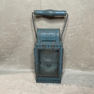 Vintave 1930s / 1940s J Kampschulte & Co Osnabrucker Metalwerke Germany Railroad Mining Carbide Lantern with Wood Handle