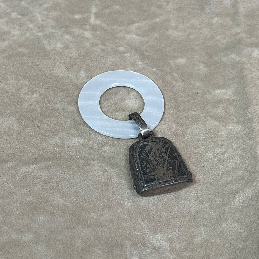 Inman Rings Vintage J.T. Inman Co. Sterling Buckle Baby Rattle With Mother of Pearl ...
