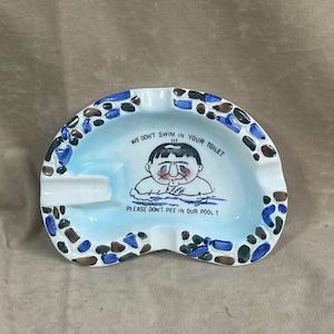 Vintage 1960s W.N. Co. Ceramics Swimming Pool Ashtray Tobacciana Like New Made in Japan