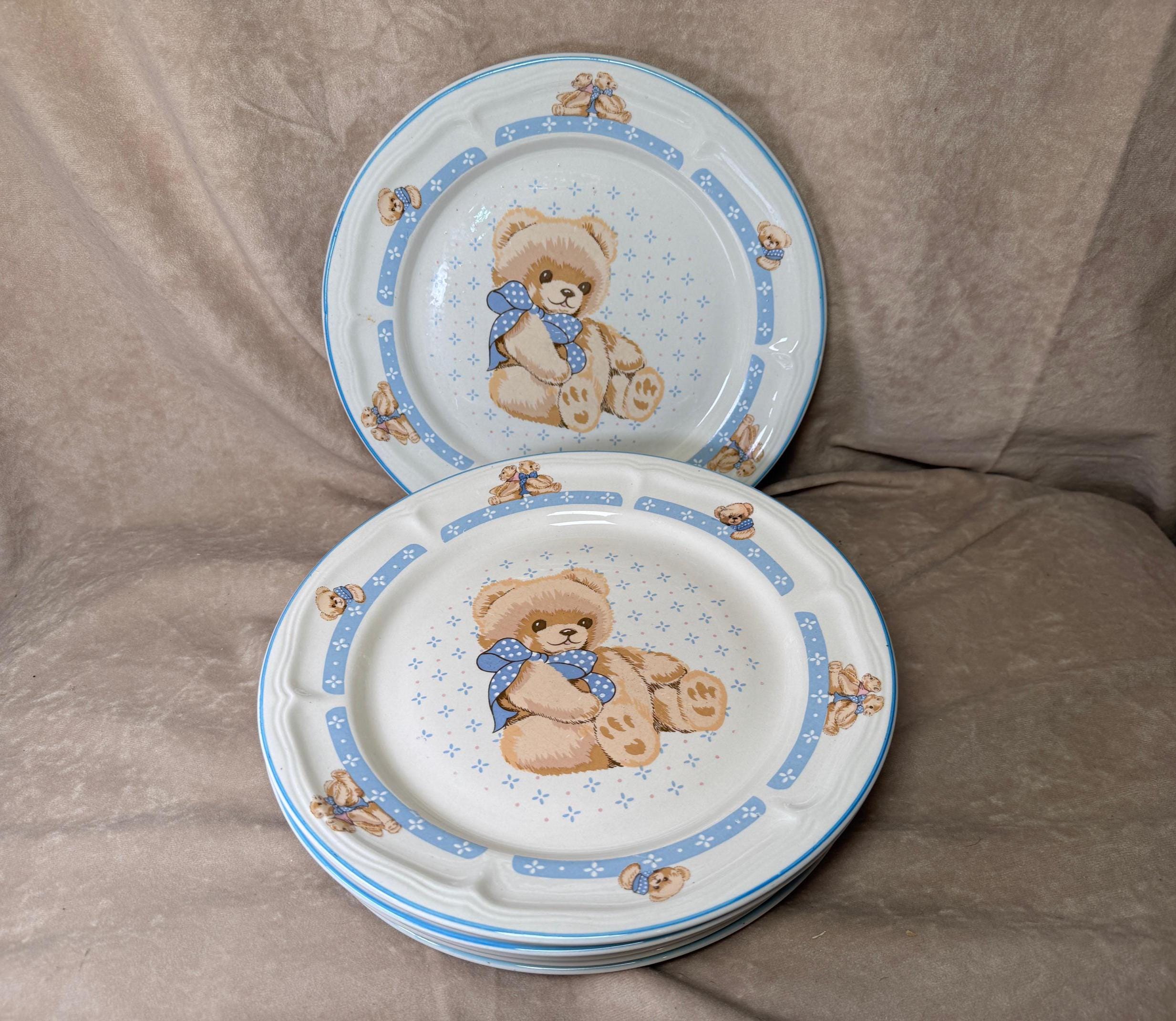 Vintage 1990s Tienshan Stoneware Country Bear Oven to Table Set of
