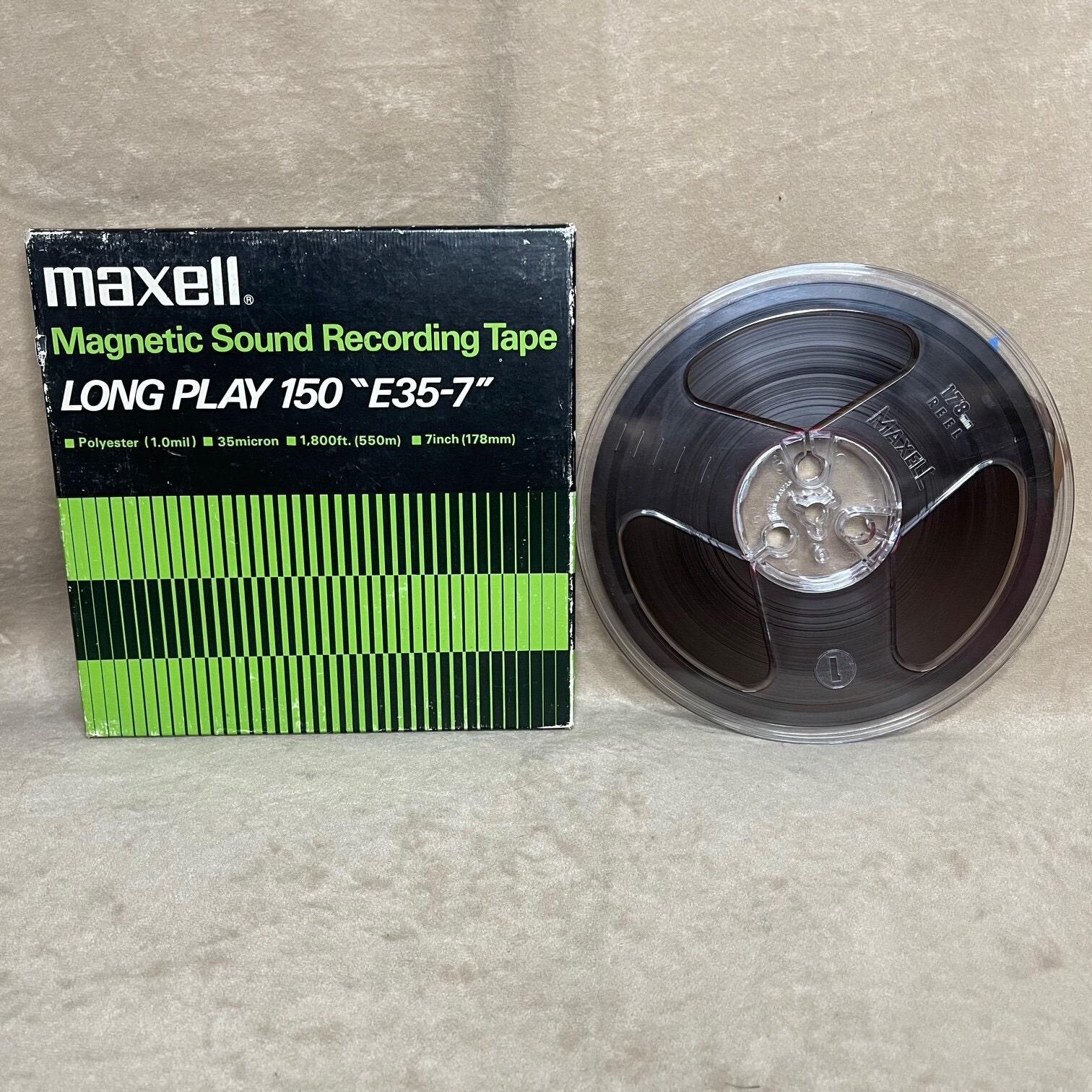 Vintage 1960s Maxell Long Play 150 e35-7 7 Reel Audio Tape Magnetic Sound  Recording Tape 