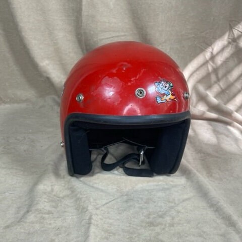 Vintgage 1990s Red Thunder Kart Helmet w/ Vintage Decals Size Medium Accessoires Hoeden & petten Helmen Motorhelmen 