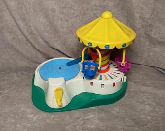 Vintage 1970s Fisher-Price Change-A-Tune Carousel Toy Music Box #170 w/ One Record