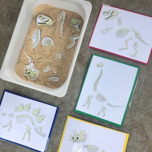 dinosaur bones fossil match toddler / child activity // DIY printable PDF file with activity guide