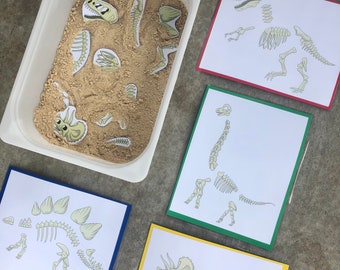 dinosaur bones fossil match toddler / child activity // DIY printable PDF file with activity guide