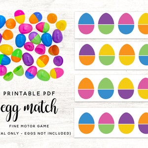 Juego imprimible en formato PDF de combinación de huevos de Pascua // Actividad sensorial de motricidad fina para Pascua que puedes hacer tú mismo
