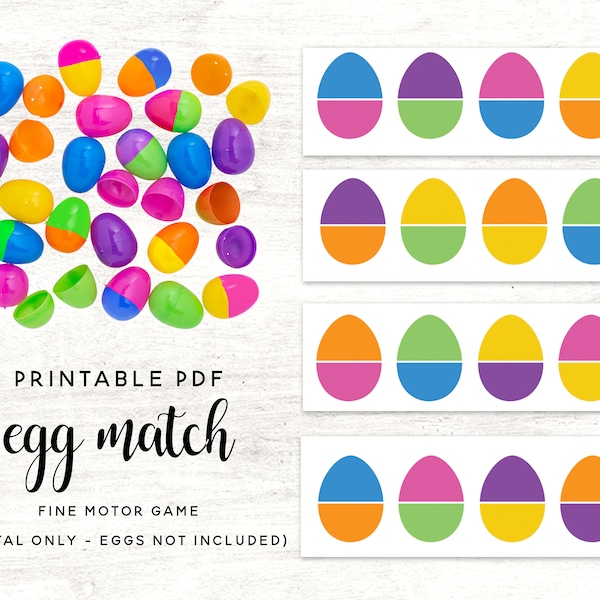 Easter egg match printable PDF game // DIY easter sensory fine motor activity