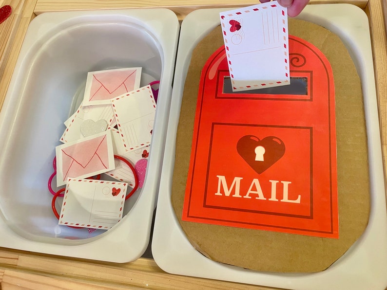 Valentine Mail Drop printable PDF toddler activity set // Valentine's Day image 6