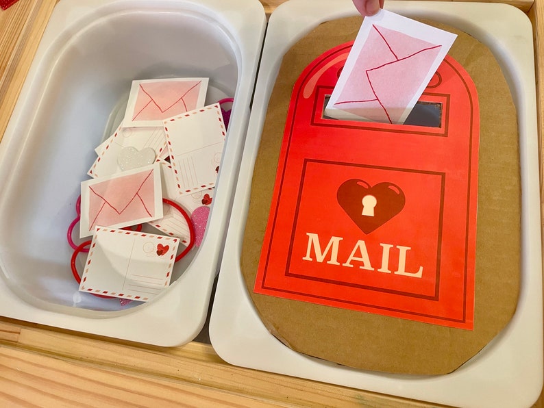 Valentine Mail Drop printable PDF toddler activity set // Valentine's Day image 2