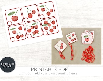 Cherry Counting Preschool learning Printable Cards DIY Links Dry Erase