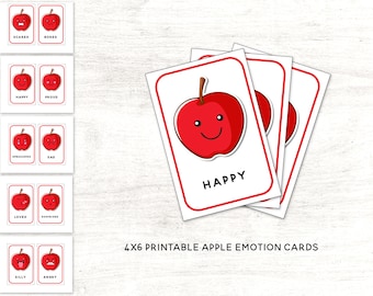 Apple emotions printable learning cards // Fall Feelings Flashcards