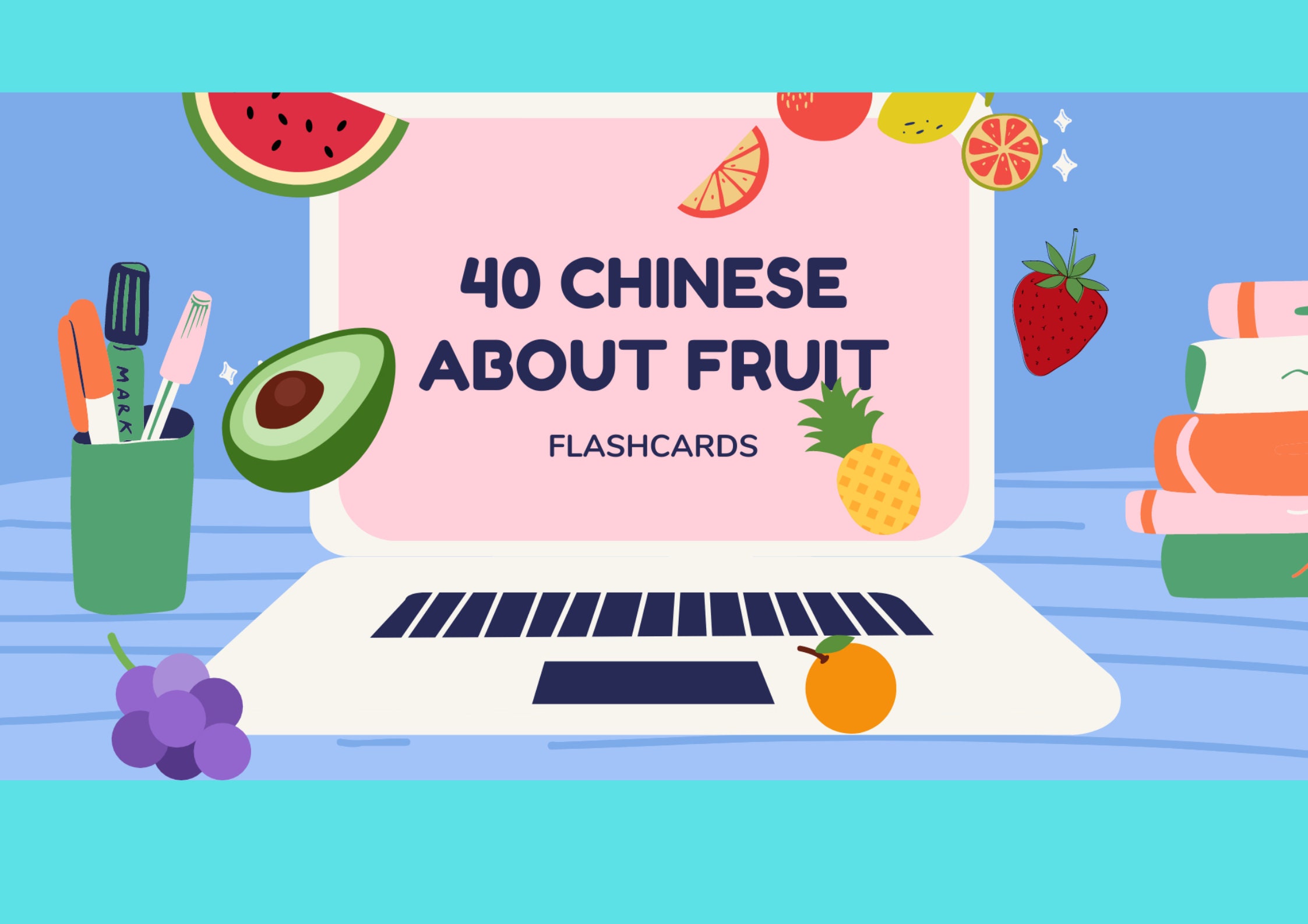 40 Chinese Fruits Flashcards Printable Simplified Mandarin | Etsy