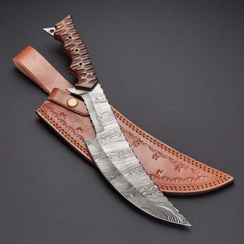 AE#98 Custom Made Damascus Steel Hunting BOWIE Knife With shops Beautiful Leather Sheath