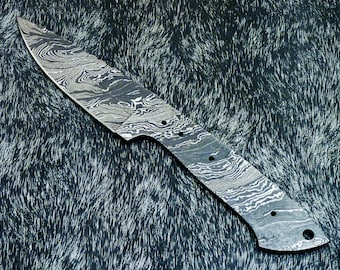 AE#10 Custom Made Damascus Steel Hunting BLANK BLADE Knife With Beautiful Leather Sheath
