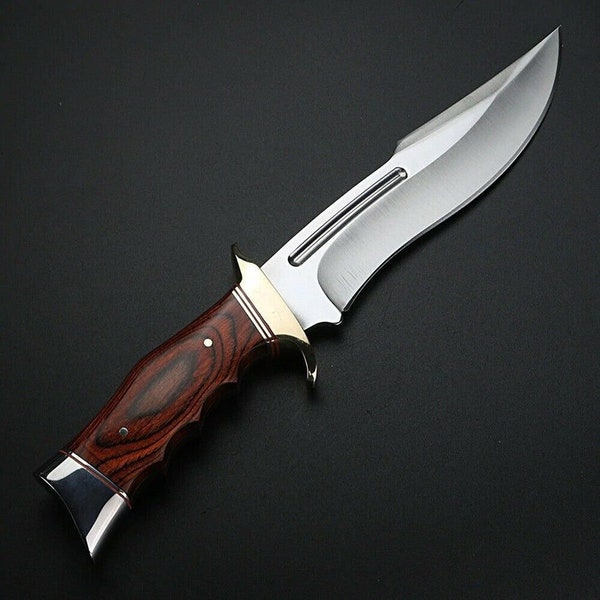 AE#76 Custom Made D2 Steel, Tactical Knife Hunting BOWIE Knife With Beautiful Handle & Leather Sheath