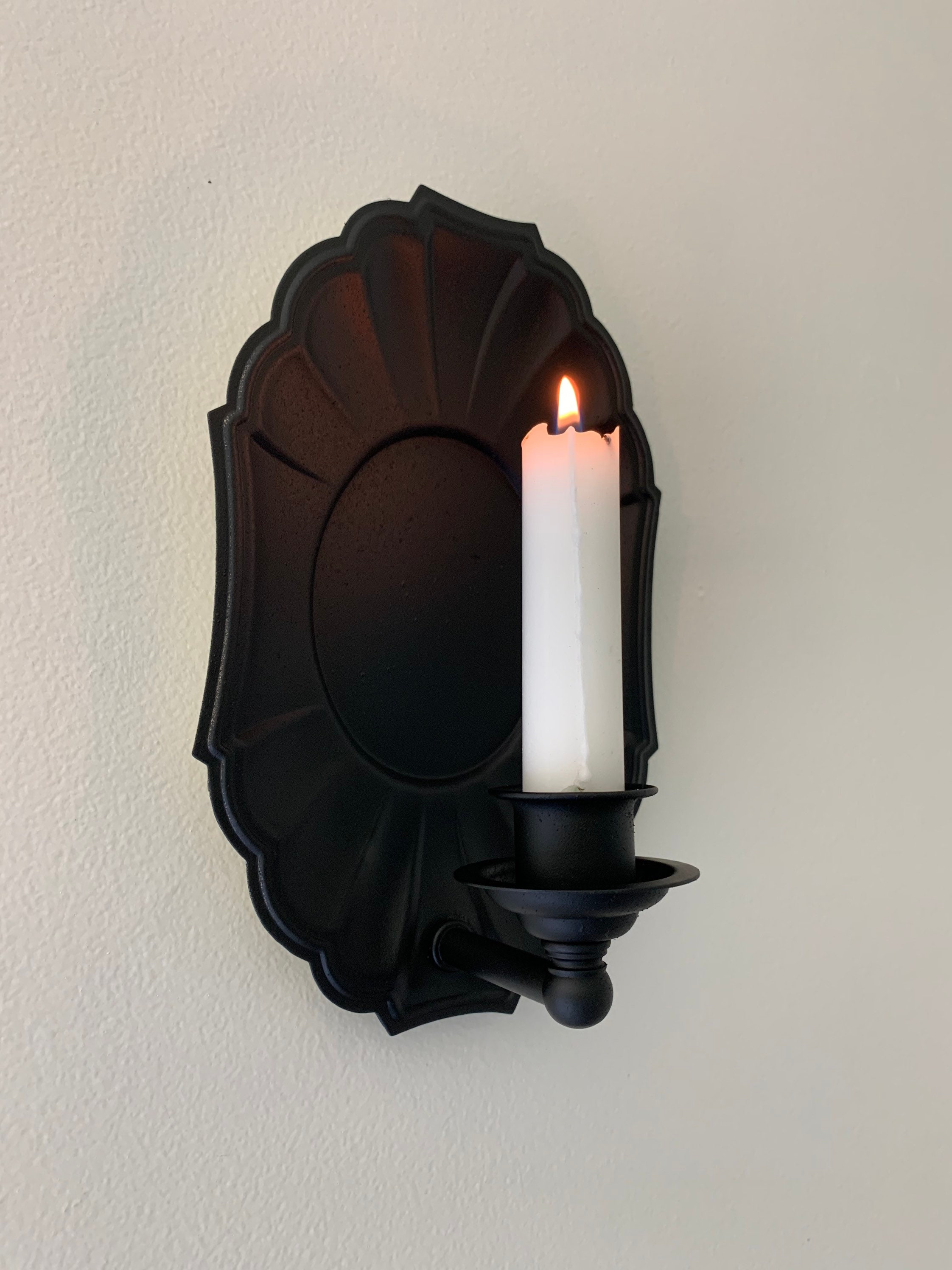 Vintage primitive like black candle sconce Etsy