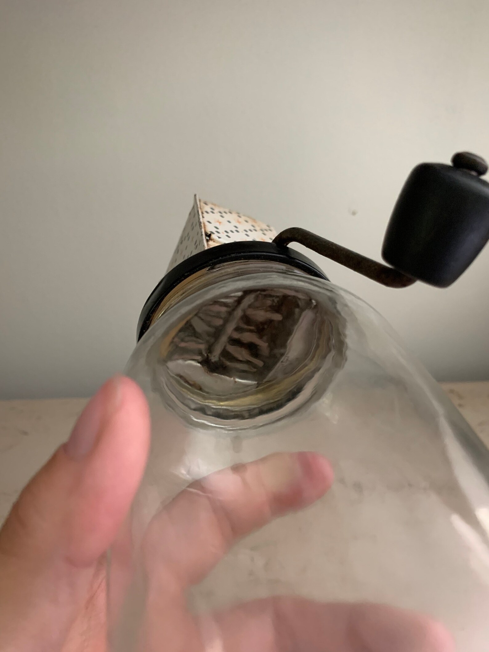 Vintage Nut Grinder Glass Nut Grinder Yellow and White Tin Etsy