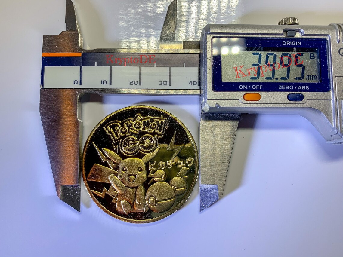Gold plated Pokemon Pikachu Coin Pokemon GO 40 mm Etsy