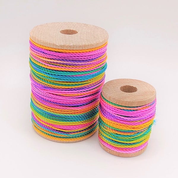 90s Neon Variegated Nylon Crochet Thread Hand-Dyed