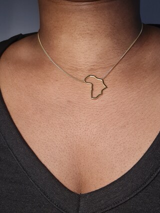 Collana Donna In Acciaio Inox Con Ciondolo Mappa Africana, AnazoZ, Colori Argento, Oro, Oro Rosa, Ipoallergenica, Con Sacchetto Regalo