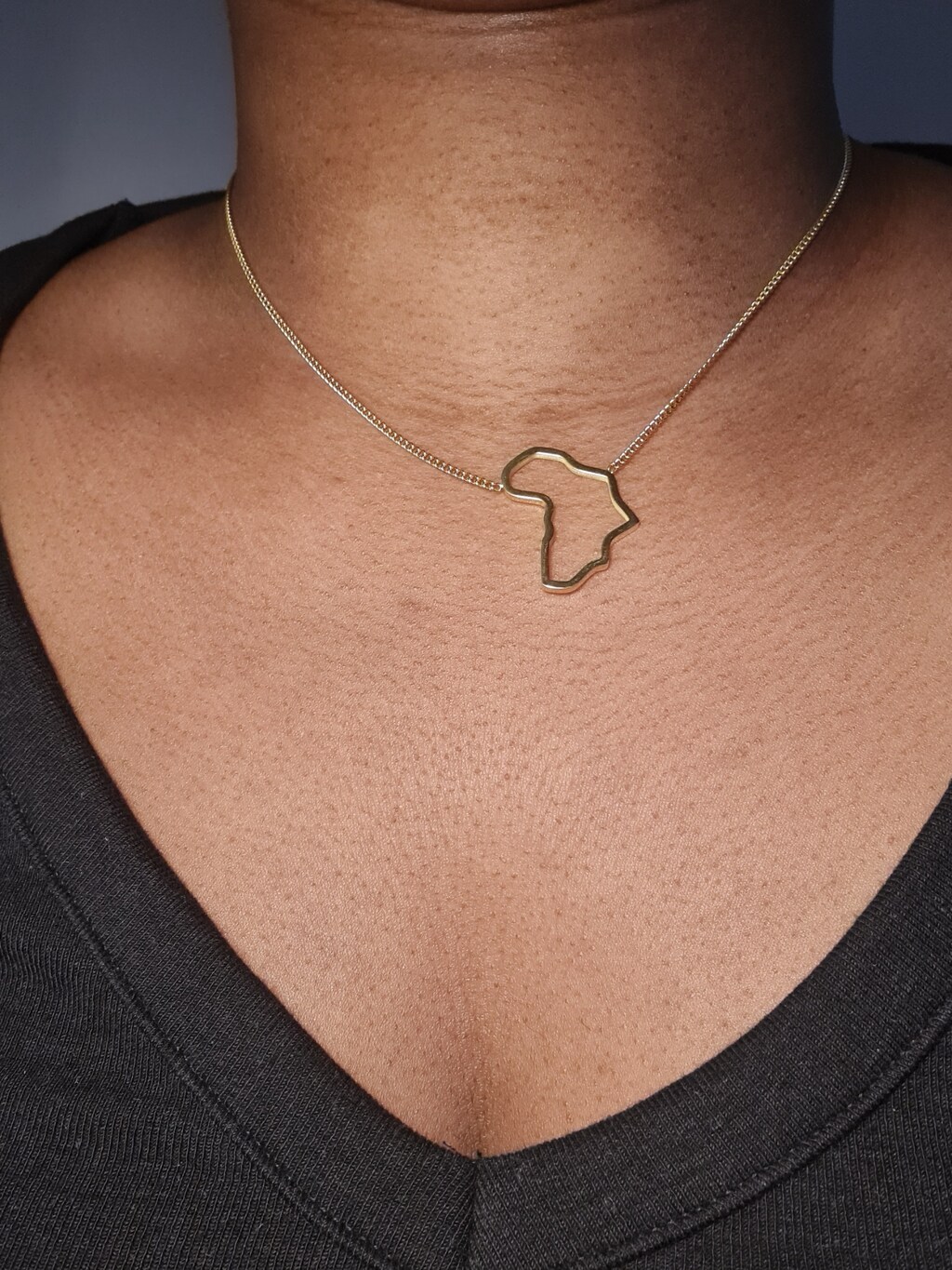 Collana Donna In Acciaio Inox Con Ciondolo Mappa Africana, AnazoZ, Colori Argento, Oro, Oro Rosa, Ipoallergenica, Con Sacchetto Regalo