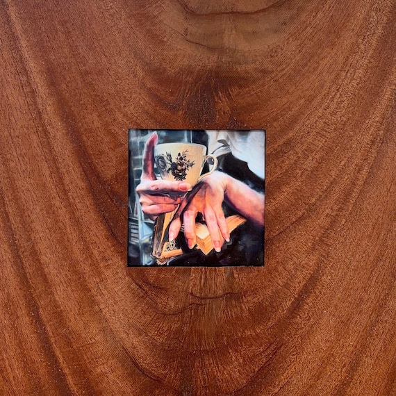 Royal Copenhagen Teacup Print with Mahogany Feather-Cut Frame