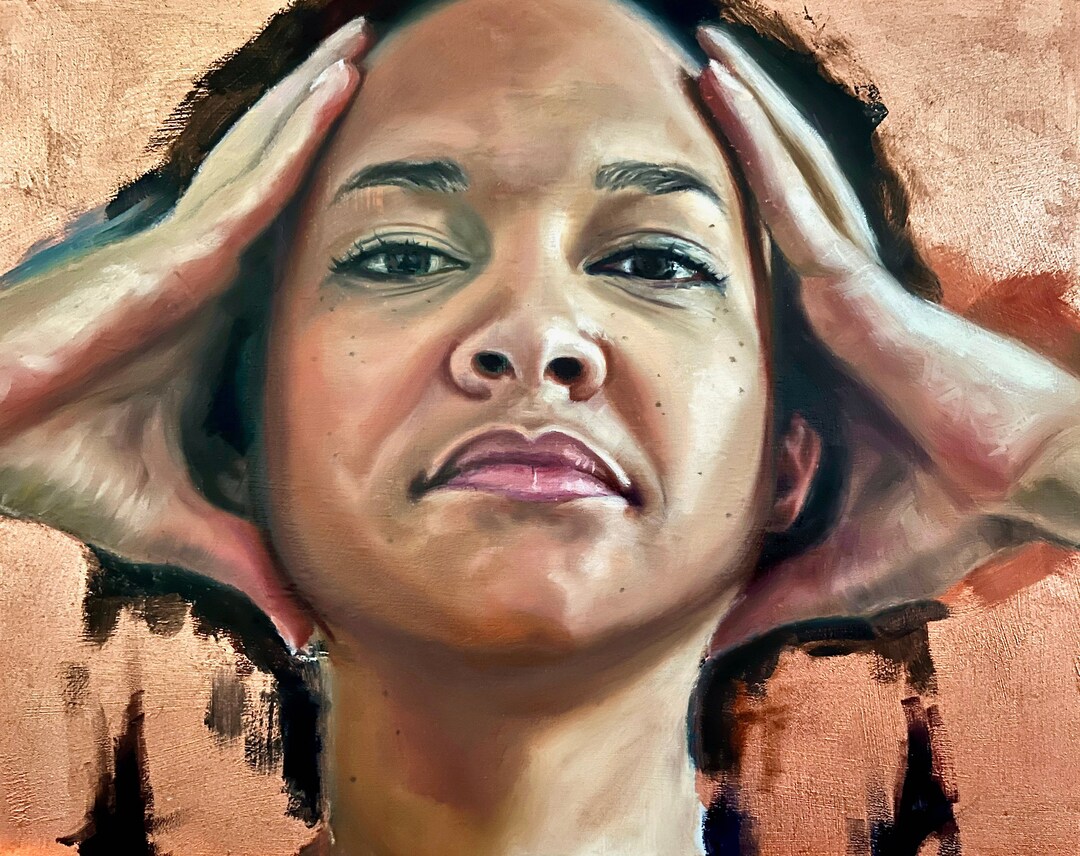 Fineart Print of Copper Leaf and Oil Portrait, 12 X 9 Inch Figurative