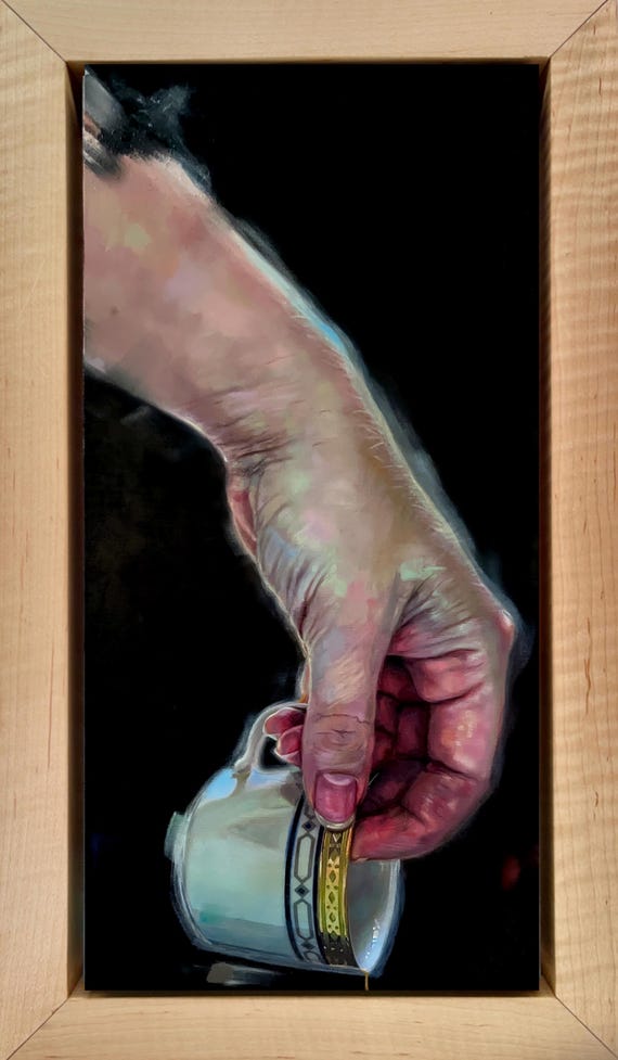 Bavaria China Teacup Fine Art Print in Maple Frame