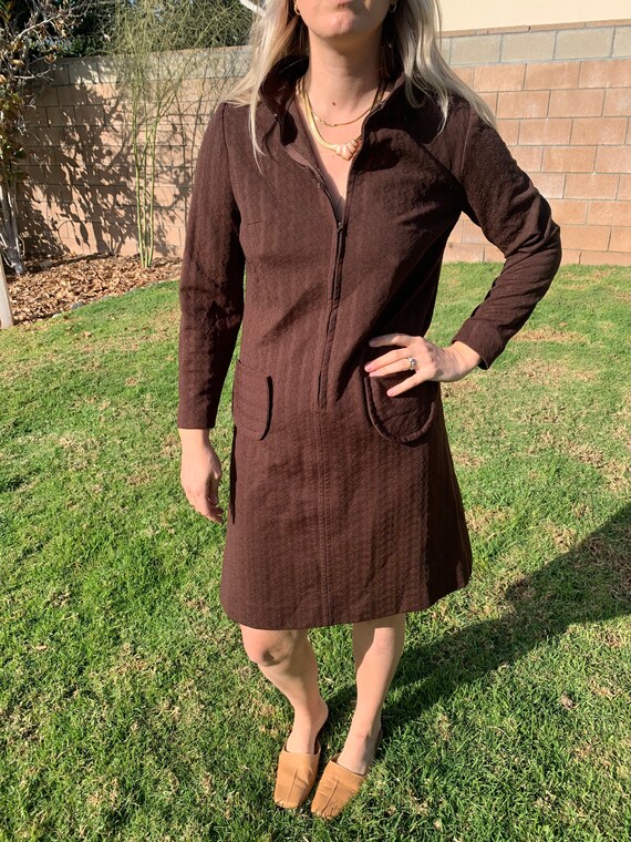 venroy brown dress Silk Twill Mini Size:14/14.5