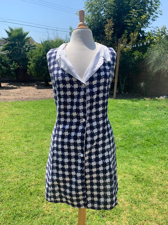 60’s twiggy mini dress navy and white