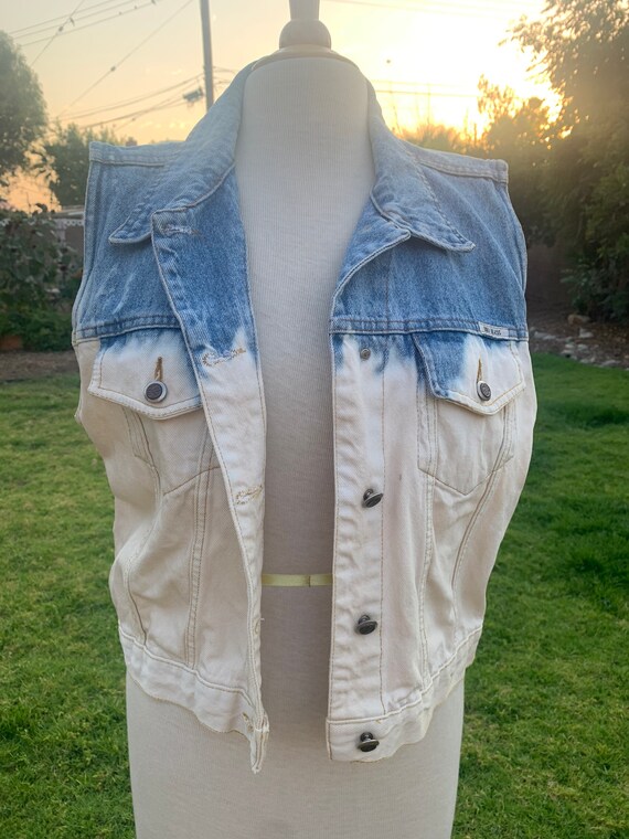 Vintage Bill Blass denim bleached vest - image 1