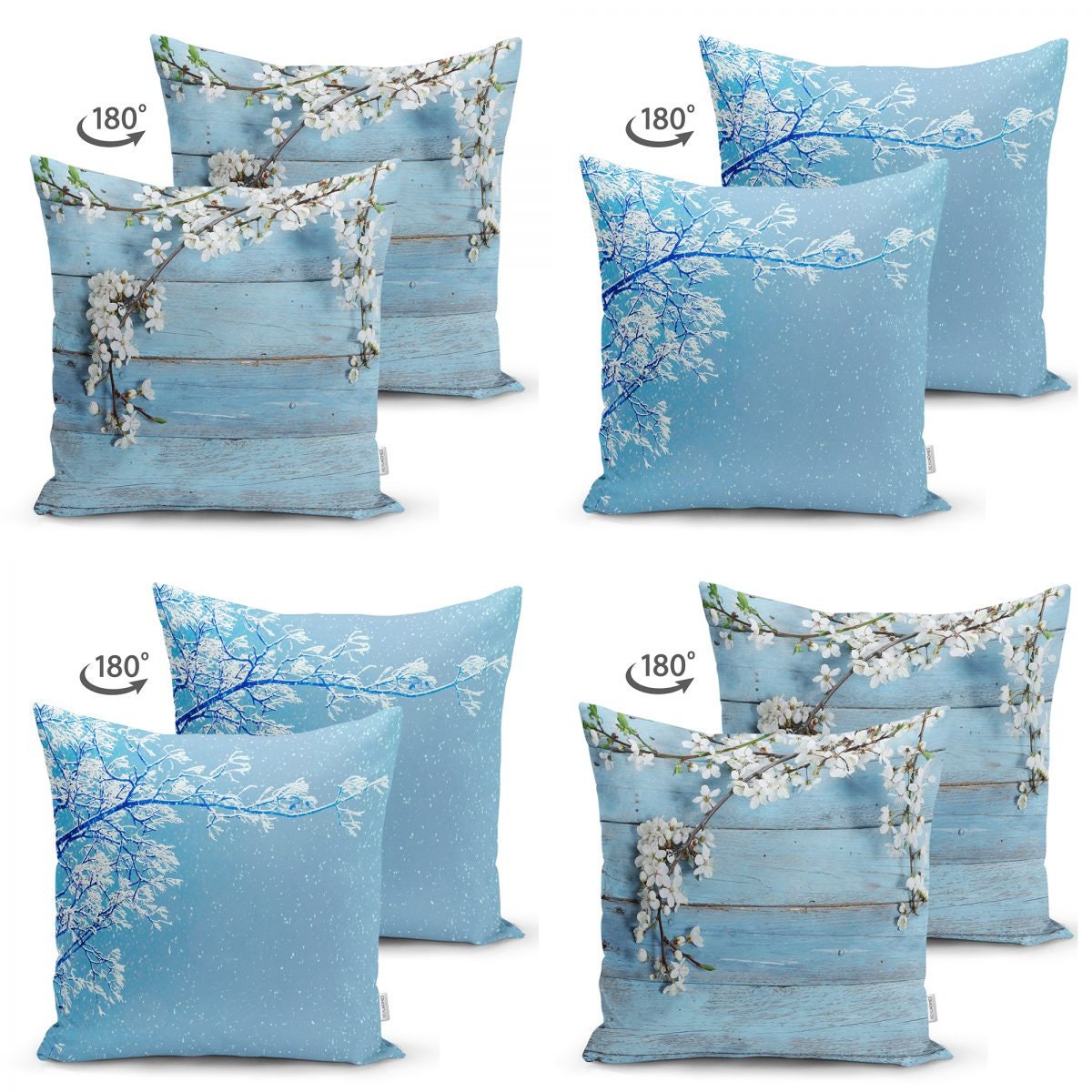 4pack pillowcase branch and flower pattern. White floral Etsy