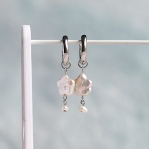 Flower Pearl Earrings| Hoop Earrings