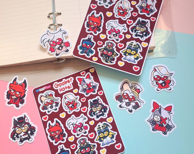 Goober Sticker Goober Hotel Sticker Sheet: Kawaii Laptop Stickers - Hazbin Hotel ...