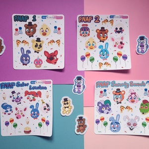 FN.AF Sticker Bogen | FNAF Aufkleber | Schwester Lage | Freddy Bär | Videospiel Sticker | Videospiel | Bullet Journal Aufkleber |