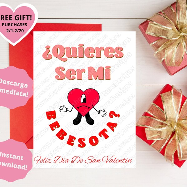 Bad Bunny Valentines Card - Tu No Eres Bebesita Tu Eres Bebesota Last Minute Gift For Her Instant Download VDAY Card Tarjeta de Bad Bunny