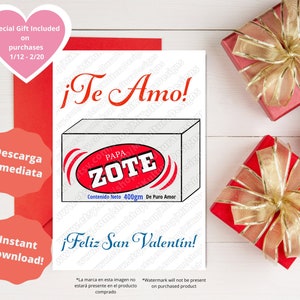 Tarjeta de San Valentin, Cartão de Dia dos Namorados Latino Engraçado para download, Te Amo PAPA ZOTE Tarjeta de amor, Cartão de Dia dos Namorados Espanhol Engraçado
