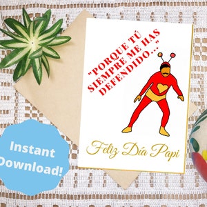 Latino Fathers Day Card - Digitale downloadbare afdrukbare - Chapulin Geïnspireerd - Tarjeta de Dia del Padre - Para Papa Mexicano Hispano Hombre