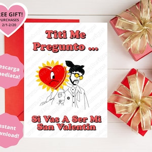 Bad Bunny Valentine Cards - Titi Me Pregunto Si Tengo Mucha Novia Tarjeta de Bad Bunny Un Verano Sin Ti Funny Valentine Last Minute Gift Her