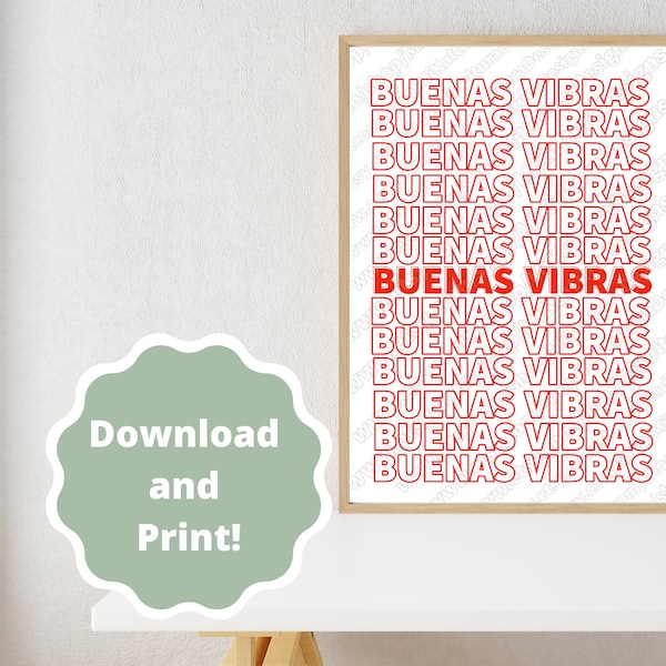 Buenas Vibras Wall Art - Latino Inspired Printable Downloadable Wall Art Digital Latina Art Jbalvin Inspired Latino Gang Art Bedroom Art