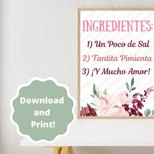 Ingredientes Latino Wall Art - Latino Kitchen Wall Art Printable Mucho Amor Funny Art Digital Download Print Latino InspiredArt Downloadable