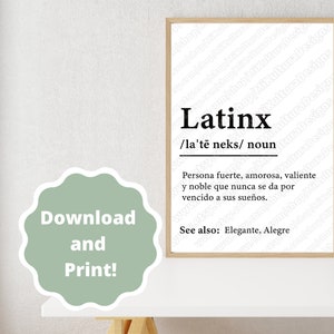 Latinx Definition Wall Art - Printable Downloadable Boho Wall Art Digital Latinx Definicion de Latinx Download and Print Latino Inspired