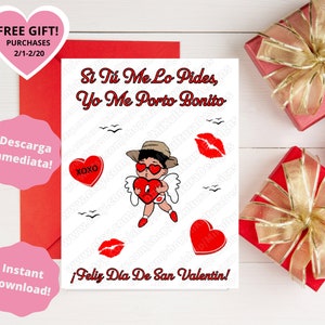 Bad Bunny Valentine Card - Tarjeta de San Valentín imprimible para ella para él Yo Me Porto Bonito Un Verano Sin Ti Tarjeta de San Valentin Last Minute
