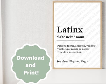 Latinx Definition Wall Art - Printable Downloadable Boho Wall Art Digital Latinx Definicion de Latinx Download and Print Latino Inspired